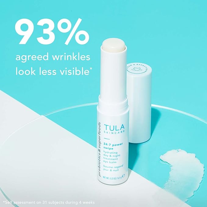 TULA 24-7 Power Swipe Hydrating Eye Balm | Dark Circle Treatment, Instant Brightening, Portable | 0.23oz-BrightBean Baby