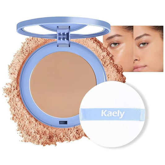 evpct Kaely Oil Control Pressed Face Powder, Get Smooth Flawless Fine Lines and Lightweight Finishing Foundation, Control Shine Long Lasting Waterproof Face Setting Powder Cosmetic, 12 Radiant Sand-BrightBean Baby