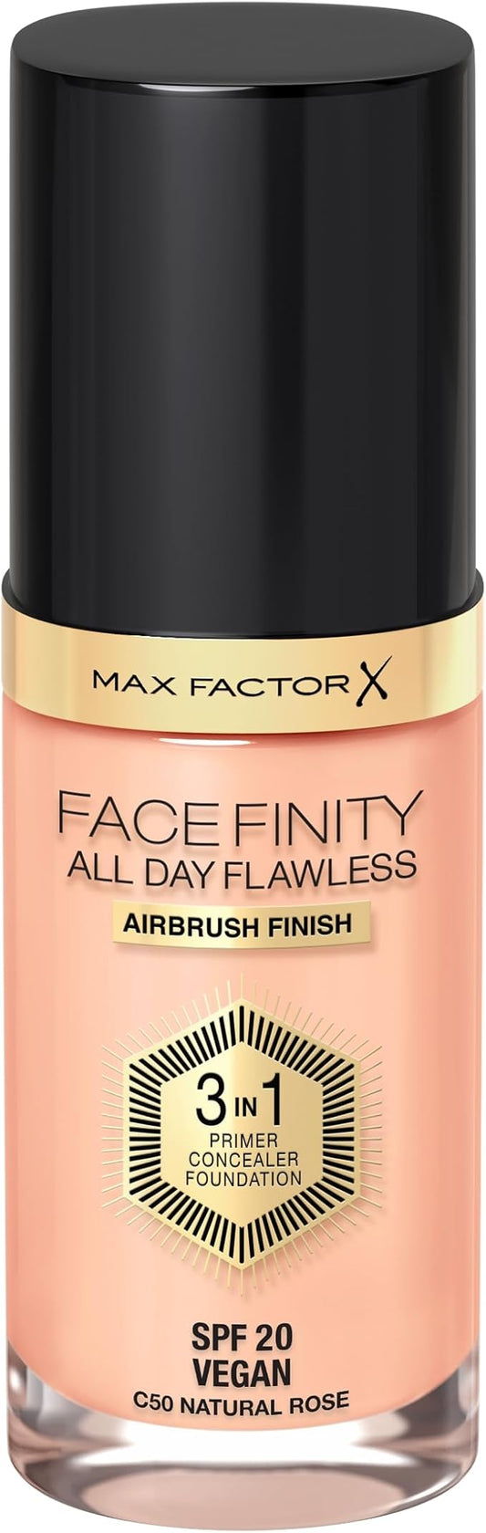 Max Factor Facefinity All Day Flawless 3 In 1 Foundation SPF 20, No. 50 Natural-BrightBean Baby