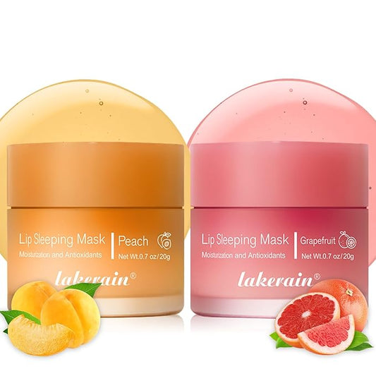 Lip Mask Overnight, Lip Sleeping Mask, lip Mask With Vitamin C, Antioxidants, Improves Dryness, Hydrating &Prevention Dry and Crack Lip Scrubs Exfoliator (peach&grapefruit)-BrightBean Baby
