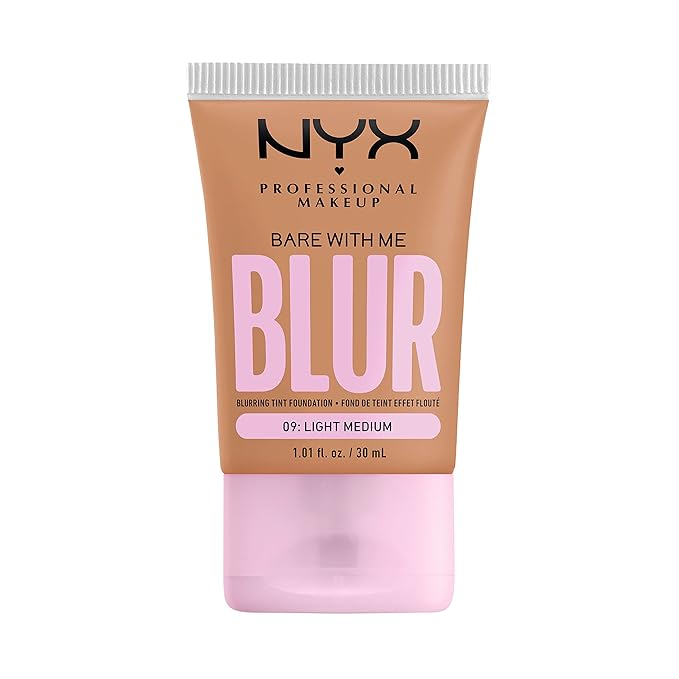 NYX PROFESSIONAL MAKEUP Bare With Me Blur Skin Tint Foundation Make Up with Matcha, Glycerin & Niacinamide - Light Medium-BrightBean Baby