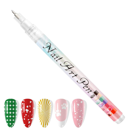 1 PCS White Nail Art Polish Pens, Kalolary 0.5mm Nail Art Markers Nail Point Graffiti Dotting Pen Drawing Painting Liner Brush for DIY Nail Art Beauty Adorn Manicure Tools-BrightBean Baby