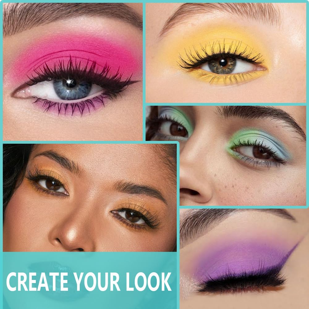 Eye Shadow Makeup Palette,15 Colors Bright Colorful Neon Rainbow Green Purple Yellow Neutral Eyeshadow Palette,Long Lasting Waterproof Travel Size Makeup Pallete,Vegan,Cruelty -free-BrightBean Baby