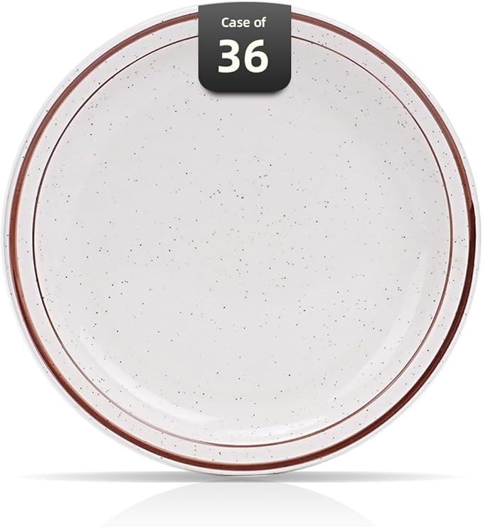 Stoneware Narrow Rim Brown Speckle, Plate 6.5", Case of 36