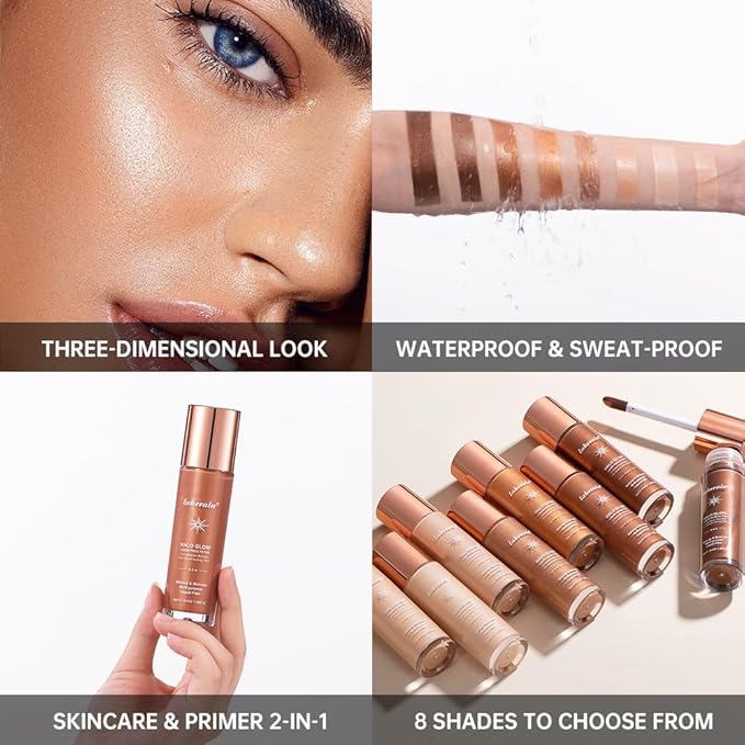 Halo Glow Liquid Face Filter, Complexion Booster For A Glowing, Soft-Focus Look, Infused With Hyaluronic Acid, Vegan & Cruelty-Free 1.06 OZ/31.5ml -08-BrightBean Baby