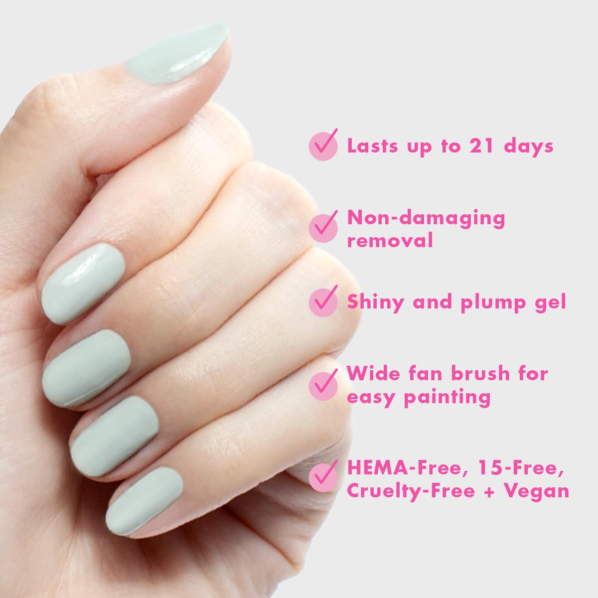 Olive & June Gel Polish | UV LED Nail Lamp Needed | Long Lasting Formula | Up to 21 Days of Wear | Damage-Free Removal | Salon-Quality Manicure, Pedicure at Home | KMC | Pastel Sage-BrightBean Baby