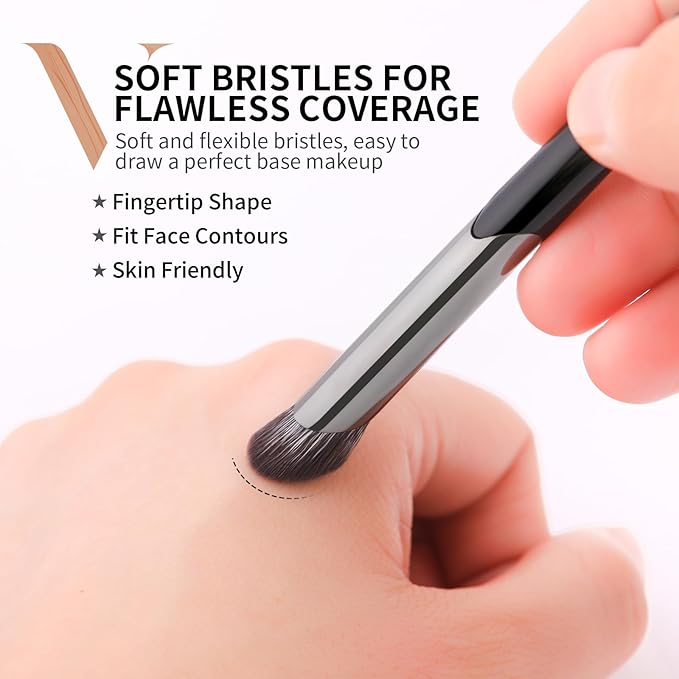 DUcare Nose Contour Brush, Angled Concealer Brush Under Eye, Small Under Eye Makeup Brush for Dark Circles Puffiness Puffy Face Eyebrow Eyes (V02 Mini Contour Brush)-BrightBean Baby