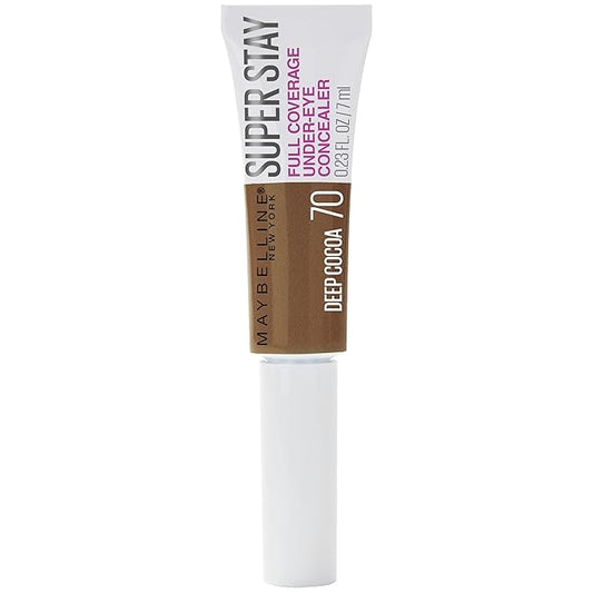 Maybelline Super Stay Super Stay Full Coverage, Brightening, Long Lasting, Under-eye Concealer Liquid Makeup Forup to 24H Wear, With Paddle Applicator, Deep Cocoa, 0.23 fl. oz.-BrightBean Baby