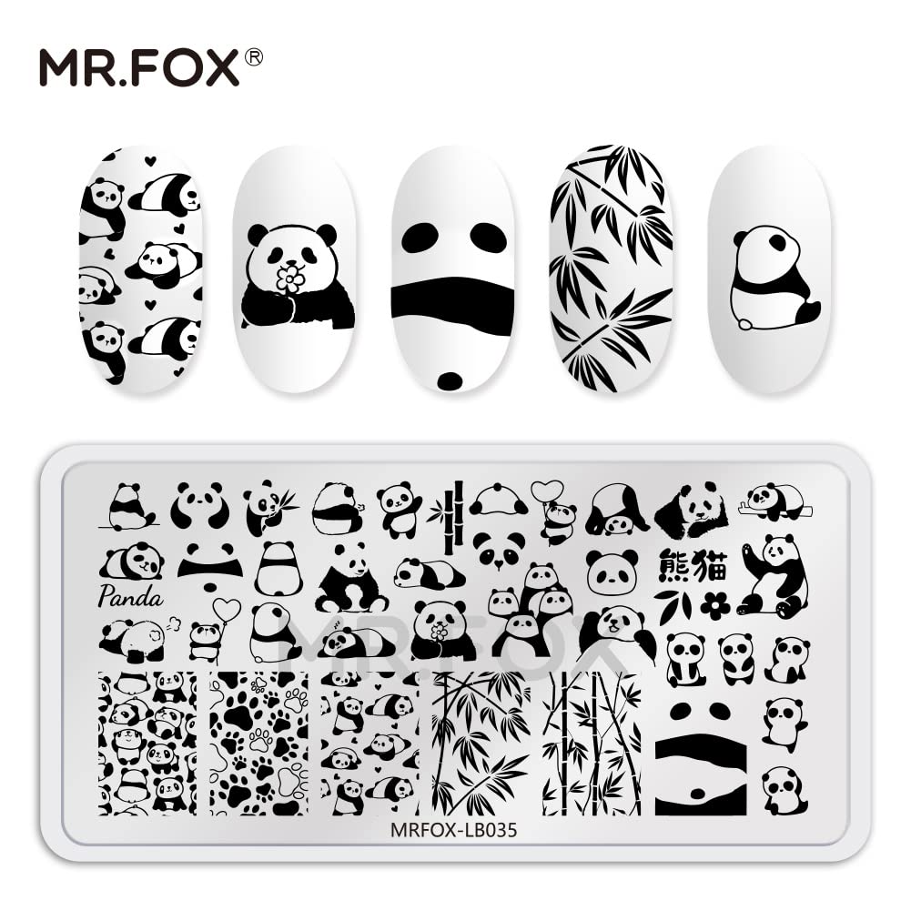 5PCS Nail Stamping Plates, Panda Teddy Bear Butterfly Coffee Pattern Stainless Steel Stencil, DIY Nail Art Template Tools-BrightBean Baby