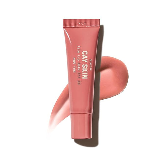 Cay Skin Isle Lip Balm SPF 30 – High Shine, Hydrating + Sheer Lip Gloss in Vanilla Brown Sugar Flavor – Formulated with Natural Ingredients for All Skin Tones – Nude Ting-BrightBean Baby