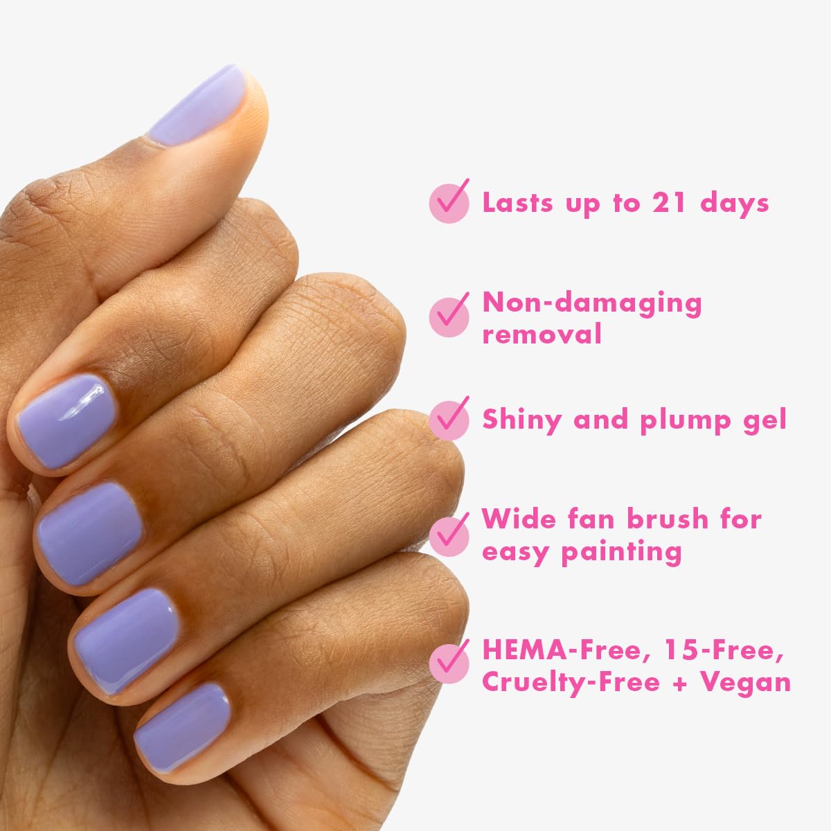 Olive & June Gel Polish | UV LED Nail Lamp Needed | Long Lasting Formula | Up to 21 Days of Wear | Damage-Free Removal | Salon-Quality Manicure at Home | Bold & Unshaken | Bold Purple-BrightBean Baby