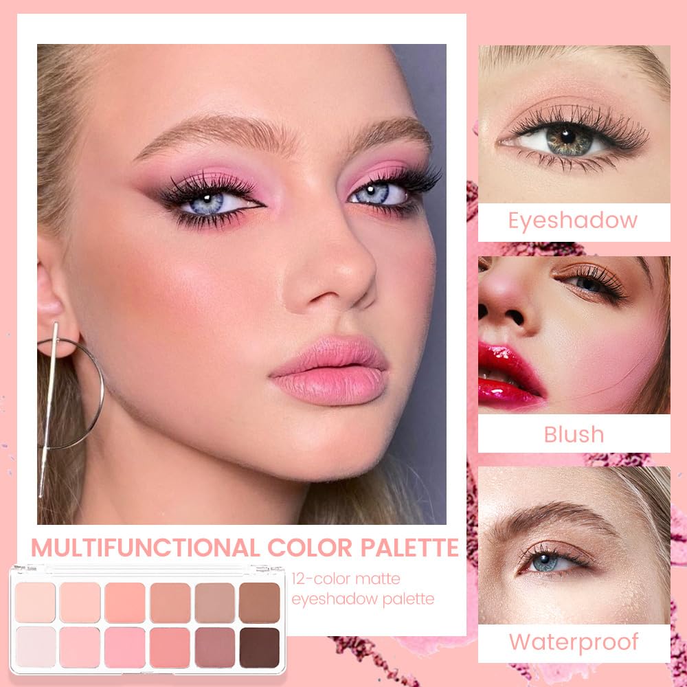 AMY'S DIARY 12 Color Light Pink Brown Eyeshadow Palette, Long-Lasting, and Highly Pigmented eye shadow. Elevate Your Eye Makeup– Unleash Your Unique Style (13#)-BrightBean Baby