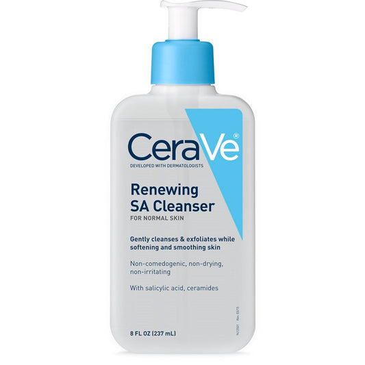CeraVe Renewing Salicylic Acid Cleanser, Formulated With Hyaluronic Acid, Niacinamide, & Ceramides, Gentle BHA Exfoliating Face Wash Smooths & Softens Skin, Non Comedogenic & Fragrance Free, 8 Ounce-BrightBean Baby