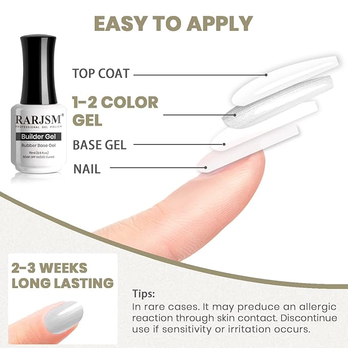 RARJSM Builder Nail Gel Polish Pearl Silver Hard Gel in a Bottle Mermaid Shell Glitter Pearlescent Thick Extension Structure Gel for Nails 15ml Soak Off Curing Requires Salon Home DIY Beginer Use-BrightBean Baby