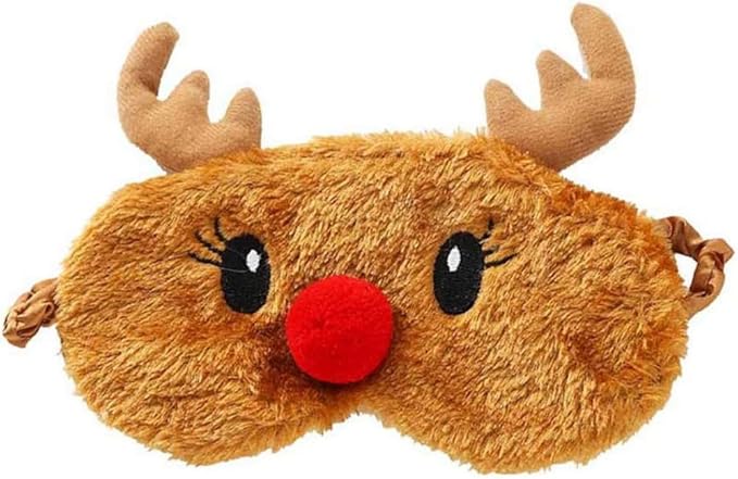 Cute Eye Mask for Sleeping Plush Cartoon Animal Sleep Plush Eye Mask Relaxation Suitable for Travel Family Party Toys for Christmas Elk Deer-BrightBean Baby