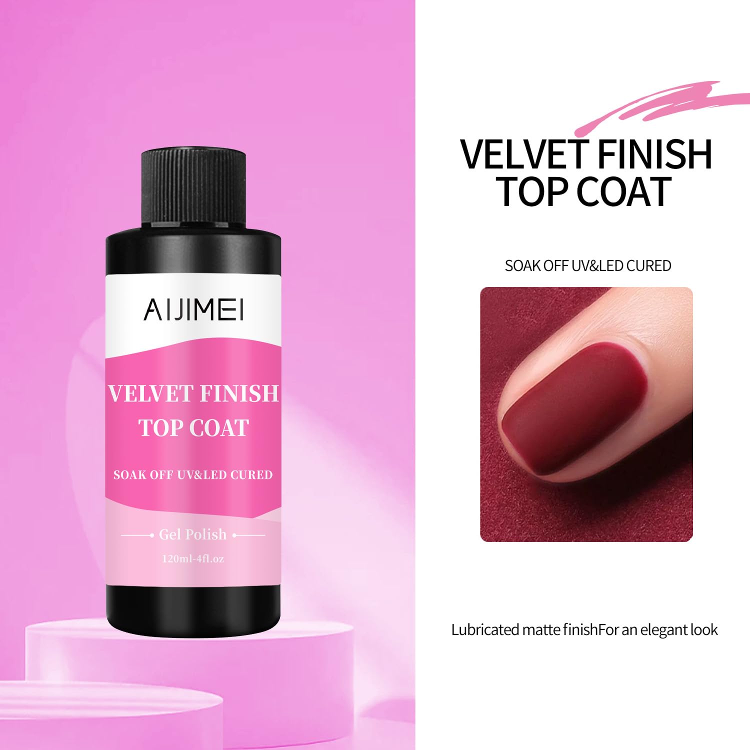 AIJIMEI Velvet Finish Top Coat – Luxurious Matte Effect, Quick Dry, Easy Application, Suitable for All Nail Types, Professional Quality for Home Use 4 Fl Oz-BrightBean Baby