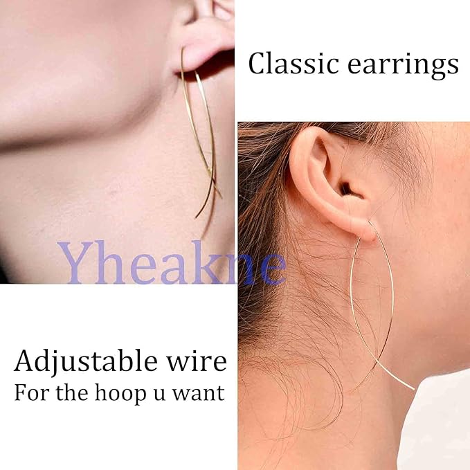 Boho Thin Arch Hoop Earrings Gold Threader Wire Earrings Open Hoop Earrings Minimal Everyday Earrings Jewelry for Women and Girls-BrightBean Baby