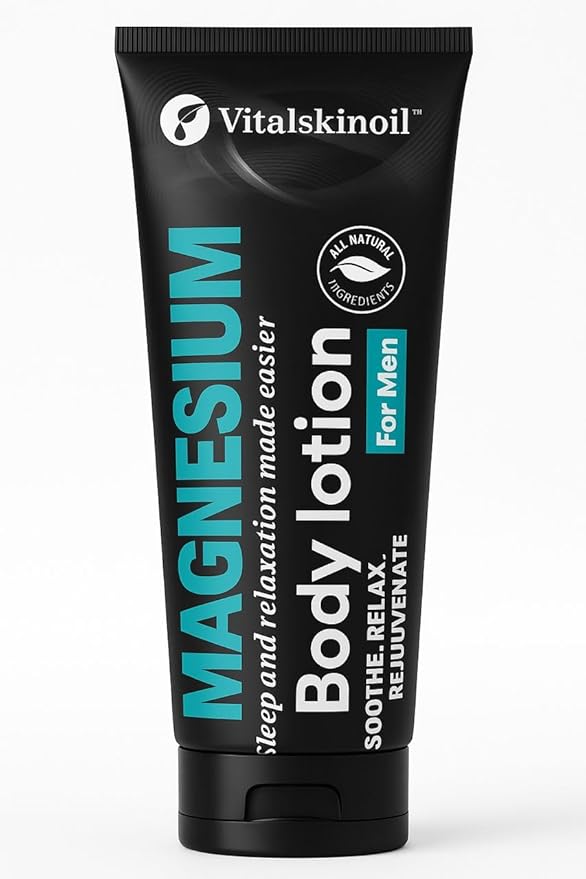 Magnesium Glycinate Body Lotion, Body Butter Cream for Men. Cologne Scented, 5.29 oz, Sleep Easy Formula-BrightBean Baby