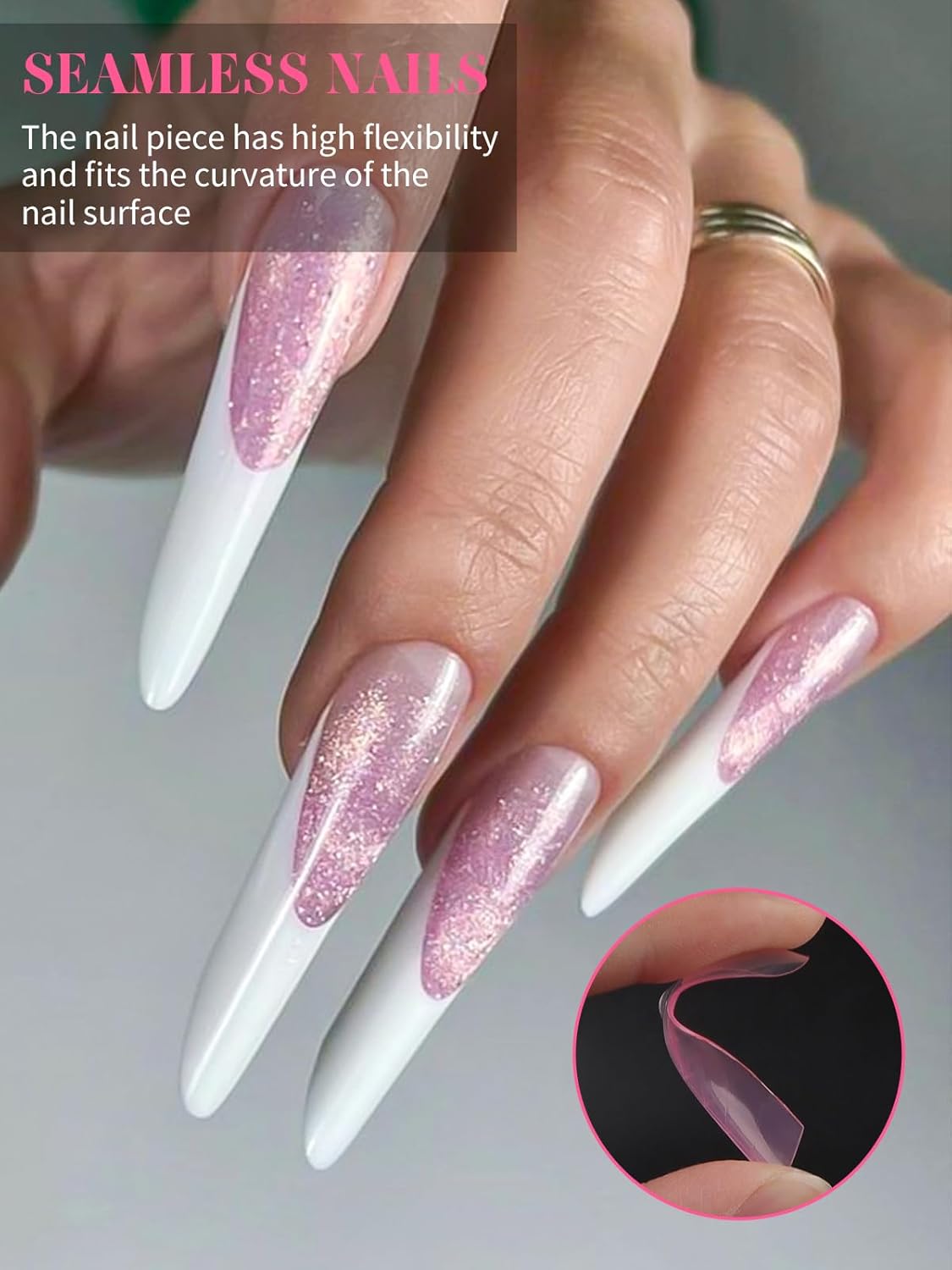 EBANKU Dual Nail Forms for Poly Extension Gel, 150 PCS Pink Nail Molds Reusable 15 Sizes Nail Extension Forms for Builder Gel Manicure Design Salon DIY-BrightBean Baby