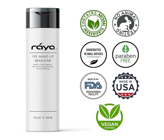 Raya Eye Make-Up Remover 8 oz (105) | Oil-Free, Make-Up Removing Cleansing Fluid | Gently Removes Non-Water-Proof Mascara | Great For Sensitive Skin-BrightBean Baby