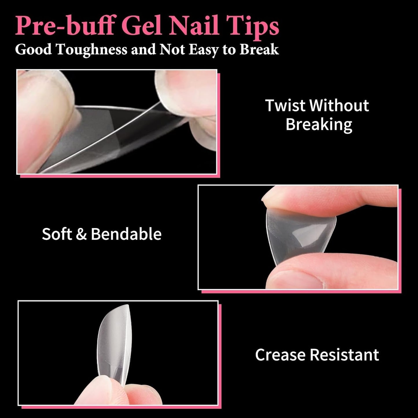EBANKU Medium Almond Nail Tips, 550 Pcs Matte Clear Acrylic Press-on Nails, Pre-shaped Half Matte Full Cover Clear Acrylic Nails Gel Kit False Nail Tip Press on Nails for Nail Extension DIY Salon-BrightBean Baby