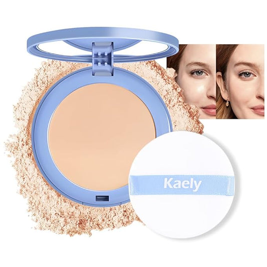 evpct Kaely Oil Control Pressed Face Powder, Get Smooth Flawless Fine Lines and Lightweight Finishing Foundation, Control Shine Long Lasting Waterproof Face Setting Powder Cosmetic, 06 Vanilla-BrightBean Baby