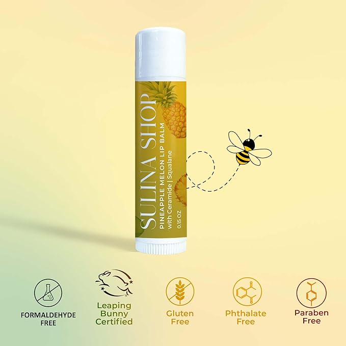 Pineapple Melon Lip Balm Hydrating & Nourishing Lip Moisturizer with Squalane, Castor Oil, Castor Oil, and Vitamin E, Smooth Application, Lip Care, Barrier Protection, Non-Waxy, Refreshing Scent-BrightBean Baby