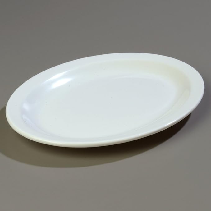 Carlisle FoodService Products Kingline Plastic Oval Platter Oval Tray for Home and Restaurant, Melamine, 12 x 9 Inches, White