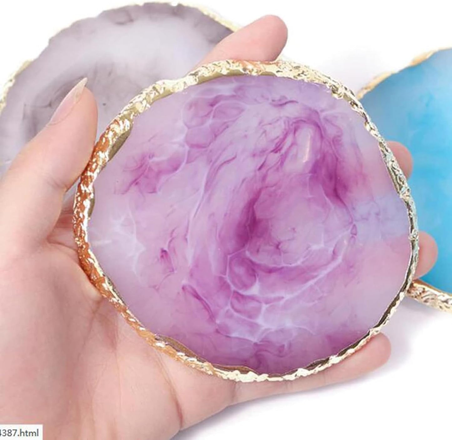 2 Pcs Resin Nail Palette Nail Polish Palette Nail Art Palette with Stainless Stirring Rod (Gray and Purple)-BrightBean Baby