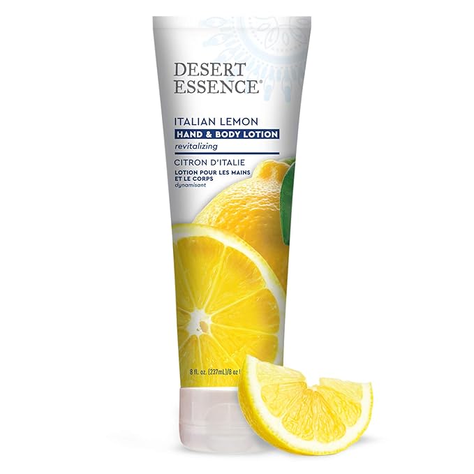 Desert Essence Italian Lemon Hand & Body Lotion - 8 Fl Ounce - Energizing - Shea Butter - Coconut & Jojoba Oil - Hydrate & Soften Skin - Refreshing - Aloe Vera-BrightBean Baby