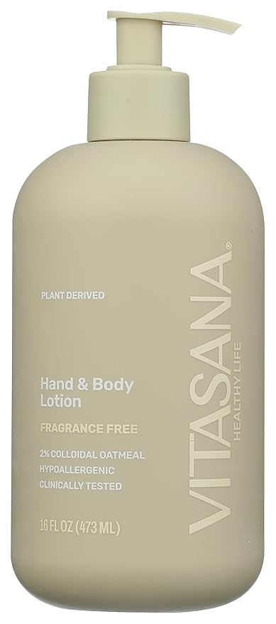 Vitasana Hydrating Hand & Body Lotion, 16 oz – Fragrance‑Free, 99% Plant‑Derived with 2% Colloidal Oatmeal, EWG Verified, Hypoallergenic, Paraben‑Free, Sulfate‑Free, Cruelty‑Free-BrightBean Baby