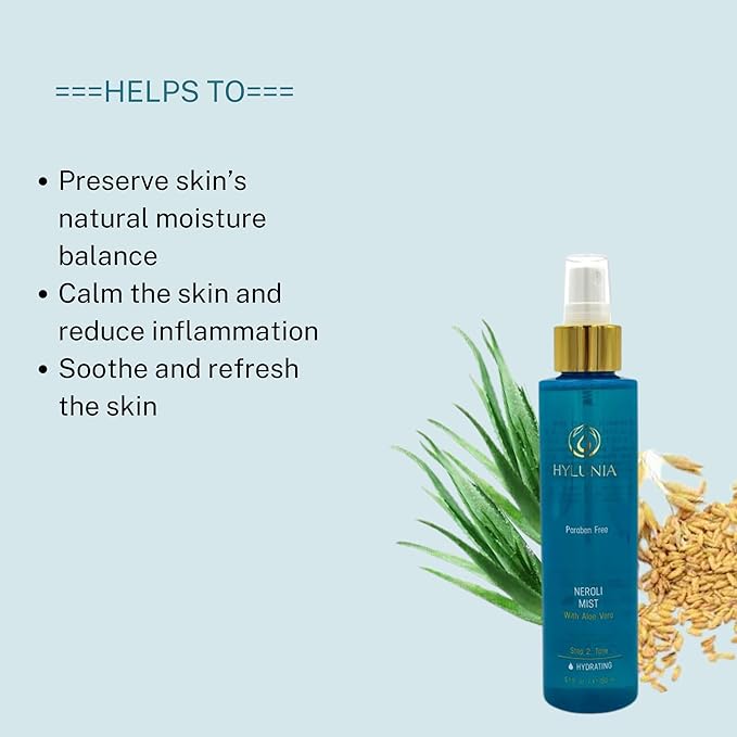 Hylunia Neroli Mist - instant moisturizing spray - Colloidal Silver and Aloe Vera - for younger fresher looking skin - all natural toner-BrightBean Baby