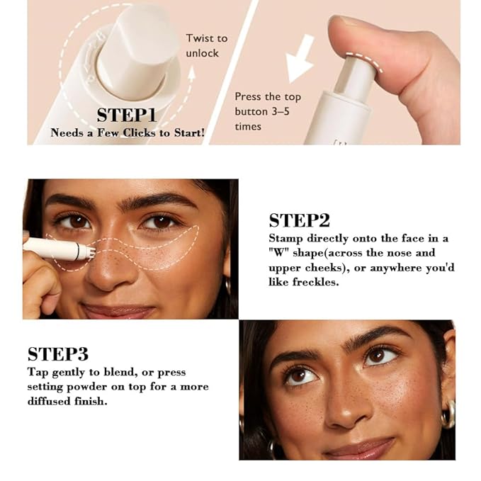 Upgrade Freckle Pen Stamp– Waterproof Faux Fake Freckles Makeup Tool, Natural-Looking Freckle Maker & Spray with Multi-Prong Precision Stamp Head, Long-Lasting Sunkissed Makeup (MEDIUM)-BrightBean Baby