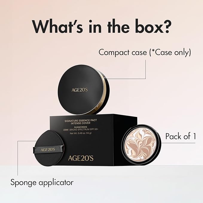 AGE20'S Signature Essence Pact SPF 50+ | Pack of 1 | 29 Caramel | Cream Foundation, Dewy Finish, Natural Coverage | Korean Cushion Foundation-BrightBean Baby
