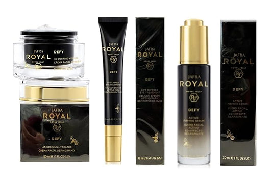Jafra Royal Jelly Defy Trio-4D Defin Hydrator/Active Firming Serum/Eye Treatment-BrightBean Baby