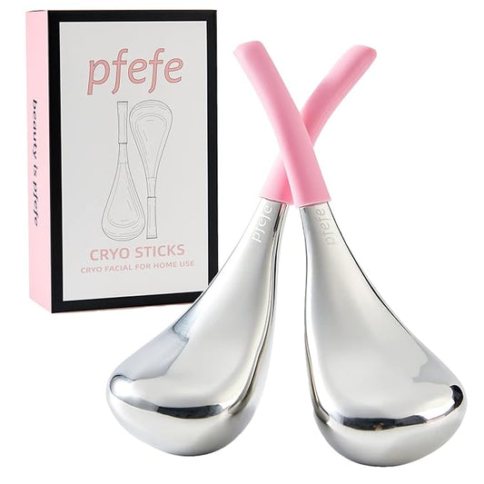 Cryo Sticks Facial Skin Care Ice Globes for Women Face Eyes, Stainless Steel Face Beauty Tools for Girls Ladies, Esthetician Supplies Cooling Spa Globes with Storage Case-BrightBean Baby