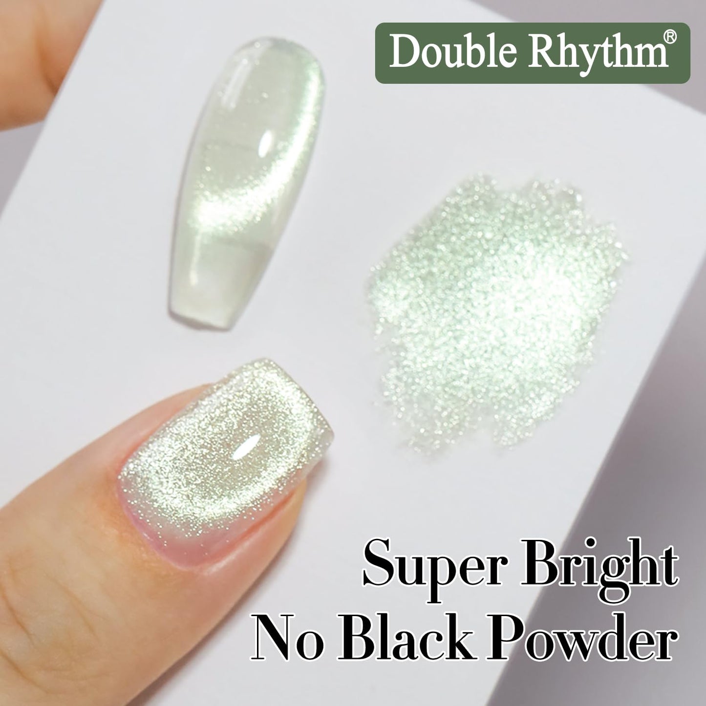 Double Rhythm 15ML Cat Eye Gel Polish with Magnet Holographic Glitter Shimmer Translucent Sheer Color Salon Ice Glass Magnetic Gel at Home (Green-MC1141)-BrightBean Baby