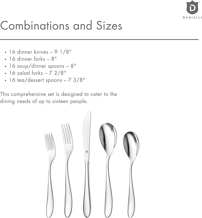 Silverware Set for 16 | 18/10 Stainless Steel Flatware Set | Mirror Finish, Heavy-Duty, Dishwasher Safe, Elegant & Durable, Built to Last (80-Piece, Marettimo)