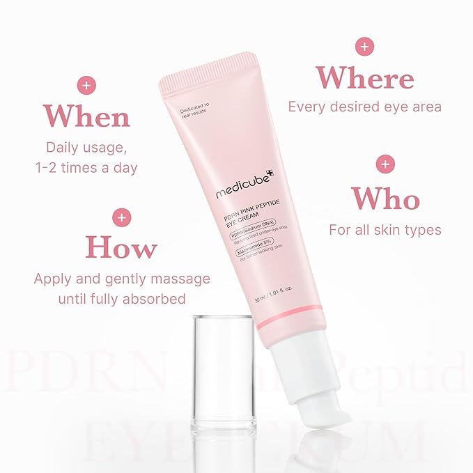 medicube Salmon DNA PDRN Pink Peptide Eye Serum with Niacinamide and 99% Purity Retinol for Fine Lines, Uneven Skin Tone, Korean Skin Care 1.01fl.oz-BrightBean Baby