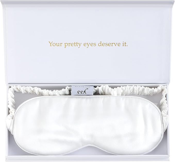 Silk Sleep Mask Light Blocking Luxury 100% Mulberry 19mm Silk Eye Mask Eye Cover Blindfold Ultra Soft Light & Comfy Anti Aging Skin Care with Travel Bag Gift Package-BrightBean Baby