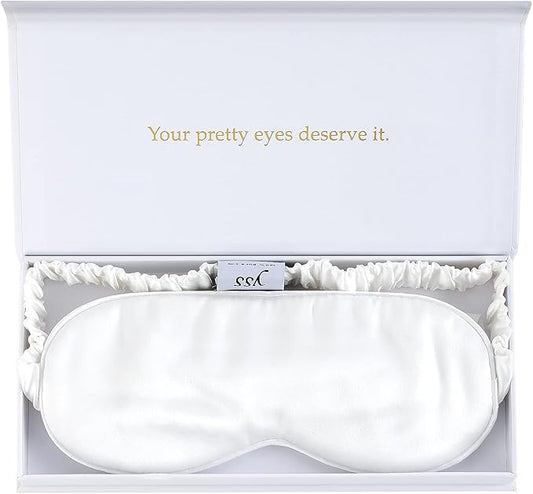 Silk Sleep Mask Light Blocking Luxury 100% Mulberry 19mm Silk Eye Mask Eye Cover Blindfold Ultra Soft Light & Comfy Anti Aging Skin Care with Travel Bag Gift Package-BrightBean Baby