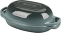 Enameled Cast Iron Oval Dutch Oven Pot with Lid, Dutch Oven for Sourdough Bread Baking, Oval Bread Pan, 5qt, Slateblue