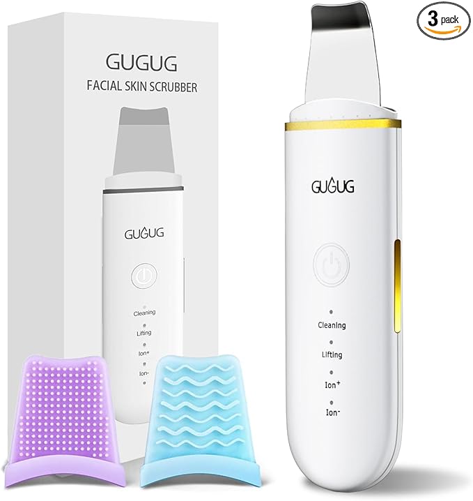 GUGUG Skin Scrubber Face Spatula Skin Spatula Pore Cleaner Blackhead Remover Tools for Facial Deep Cleansing-4 Modes -White-BrightBean Baby