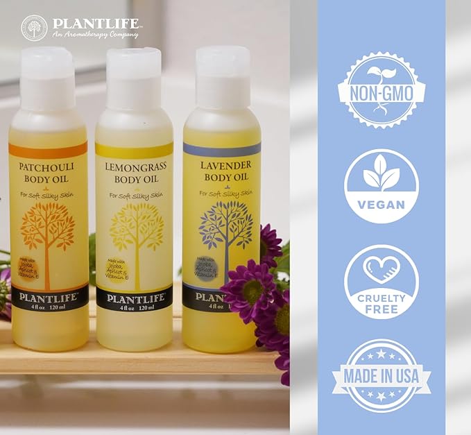 Plantlife Lavender Body Oil - Moisturizing Natural Body Oil for All Skin Types - Nourishing Dry Skin and Making It Feel Soft and Silky for Women & Men - Bath, Body & Massage Oil - 4oz-BrightBean Baby