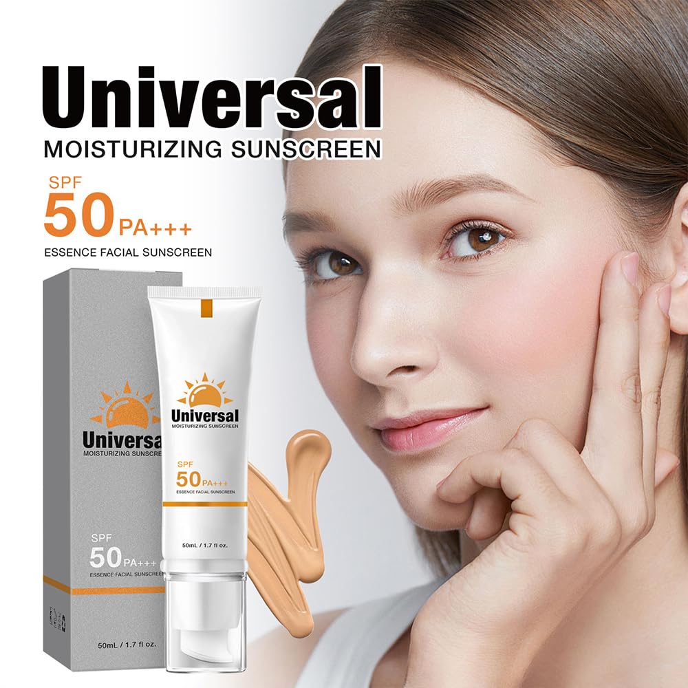 Tinted Sunscreen For Face SPF 50, 2 PCS Universal Protector Solar 50 Moisturizer, Hydrating Sun Essence Face Sunscreen, UV Defense, Travel Size, 50ml-BrightBean Baby