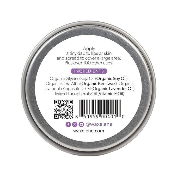 Waxelene Lavender Aerated Lip Balm Tin 4 Piece, Best Lip Balm Ever Organic Calming Multipurpose Ointment Baby Eczema Dry Skin Face Moisturizer-BrightBean Baby