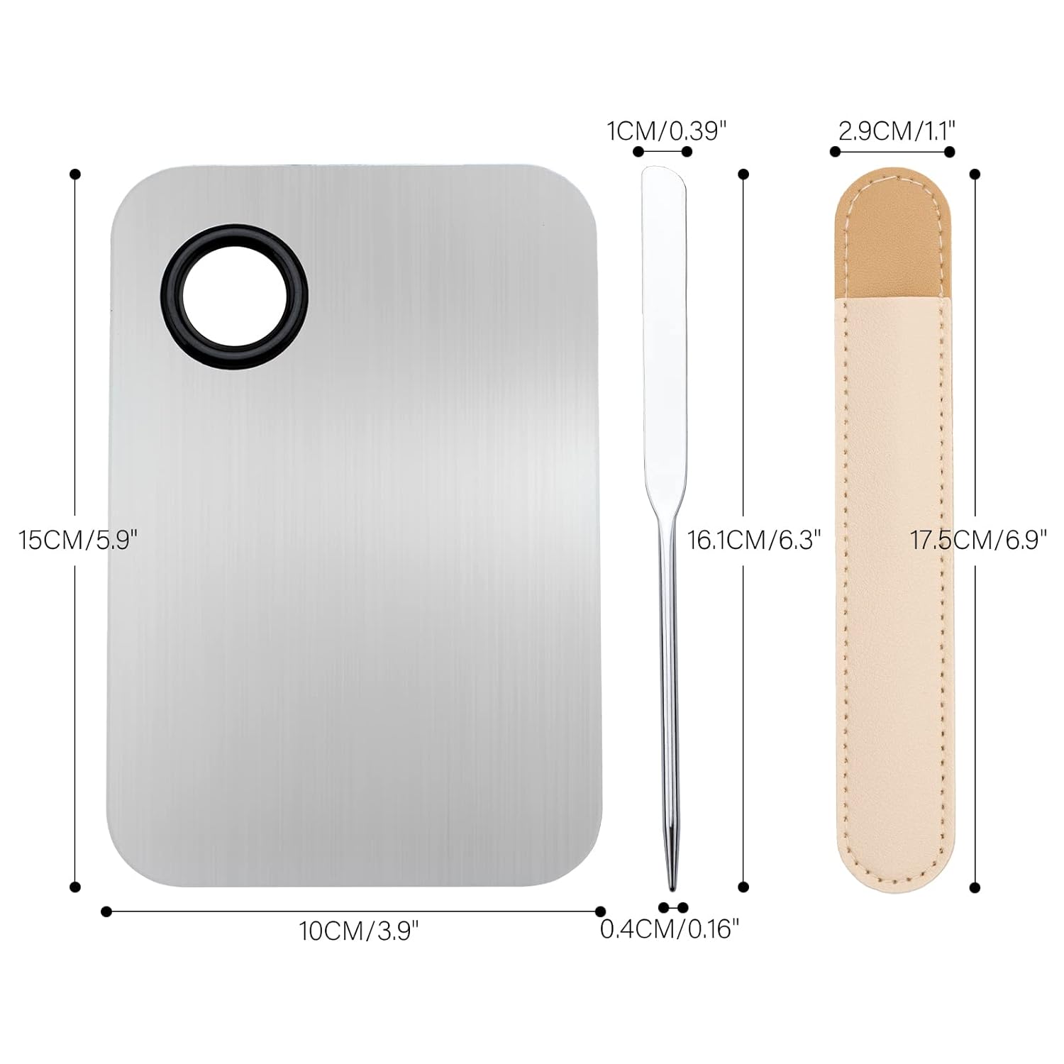 G2PLUS Makeup Mixing Palette, Makeup Spatula and Foundation Palette, Stainless Steel Cosmetic Makeup Palette with Picasso Spatula for Foundation, Eye Shadow, Eyelash, Nail Art and Concealer-BrightBean Baby