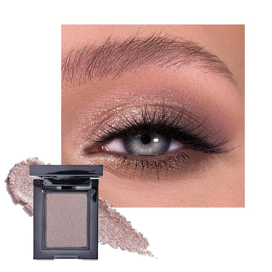 Taupe Mauve Shimmer Single Eye Shadow Palette Makeup with Mirror,Neutral Powder Monochrome Eyeshadow for Older Women,Waterproof Long Lasting Naturing-Looking sombras para ojos-BrightBean Baby