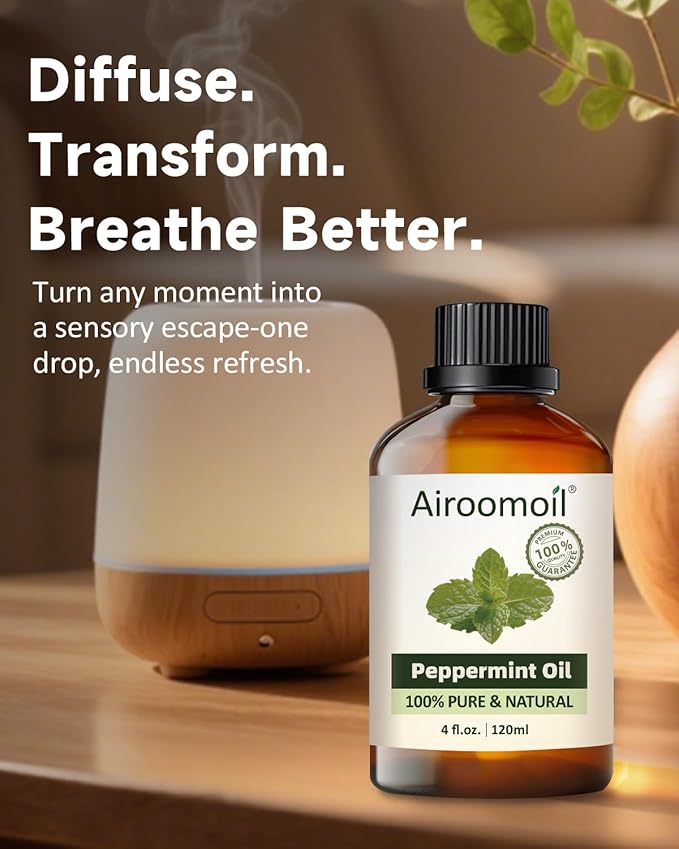 Pure Peppermint Essential Oil, 100% Pure Natural Peppermint Essential Oil, Premium Grade Essential Oils for Diffusers for Home, Skin, Care Massage, Soap Making, Aromatherapy, 4 Fl Oz | 120ml-BrightBean Baby