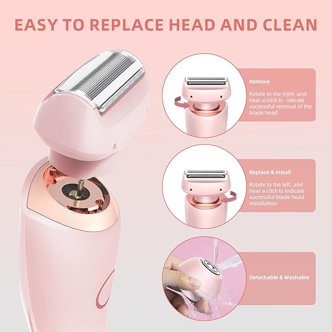 Womens Electric Shaver, 2 in 1 Razor for Women, Wet & Dry Electric Waterproof Razor with LED Display, Cordless Bikini Trimmer for Sensitive Skin, Painless Hair Removal-BrightBean Baby